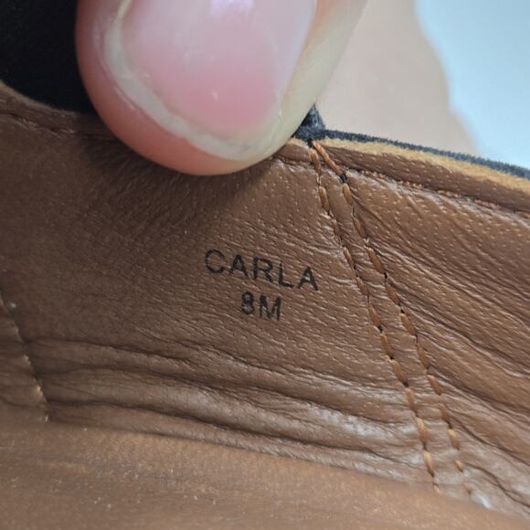 Donald Pliner CARLA Black Suede and Patent Leather Wedge Heel Pumps Size 8 M - Picture 8 of 8